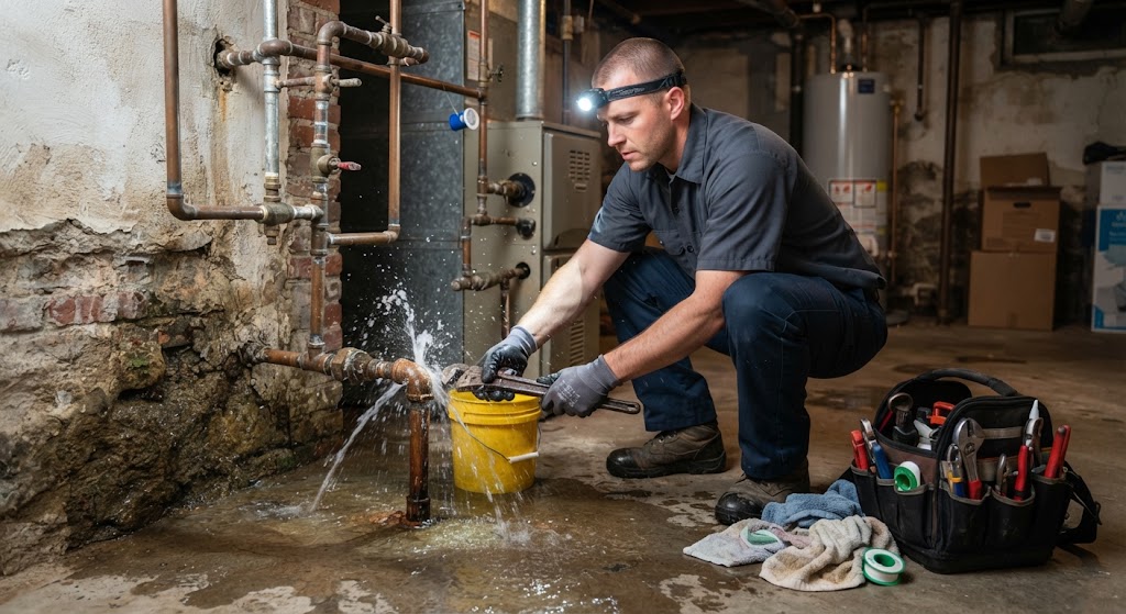 Emergency leak repair Willingboro NJ specialist checking pipe connection